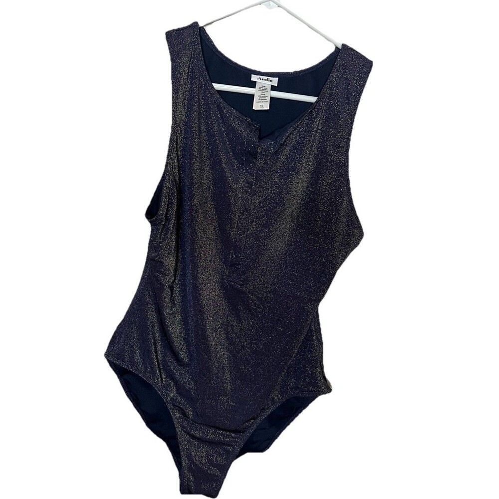Andie Navy Sparkle The Malibu One Piece Swimsuit Bathing Suit Sz. XL